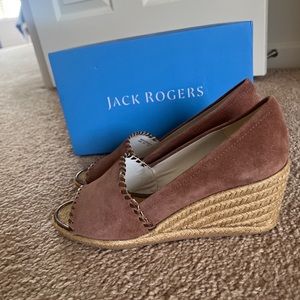 NEW Jack Rogers Palmer Wedge Espadrille 8.5 Brown